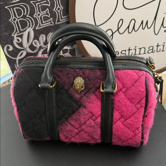 Kurt Geiger London Quilted Wool Satchel – Pink & Black, NWT - Picture 1 of 3
